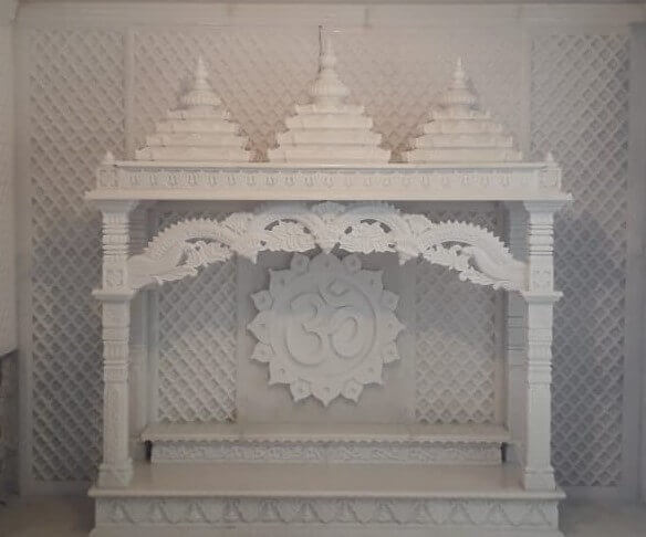 Traditional Marble Home Temple - Classic Ghar Mandir with Jain Bhagwan Idols